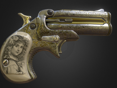  双管手枪su模型 