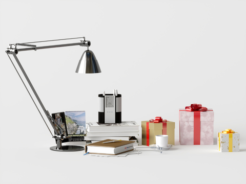  办公用品 桌面摆件 台灯 茶杯 笔筒su模型 