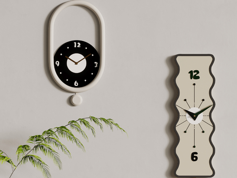  奶油风钟表 挂表su模型 