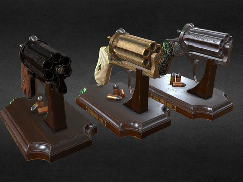  多管手枪su模型 