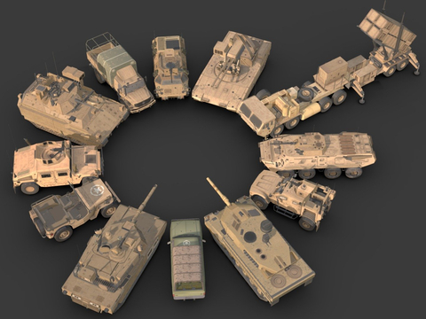  军事坦克 履带车 装甲车su模型 