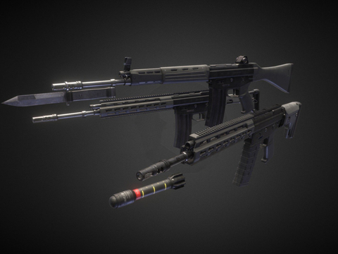  突击步枪 枪支 枪械su模型 