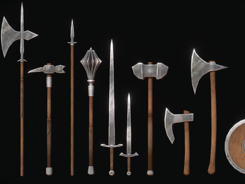  中世纪武器 长矛 刀剑su模型 