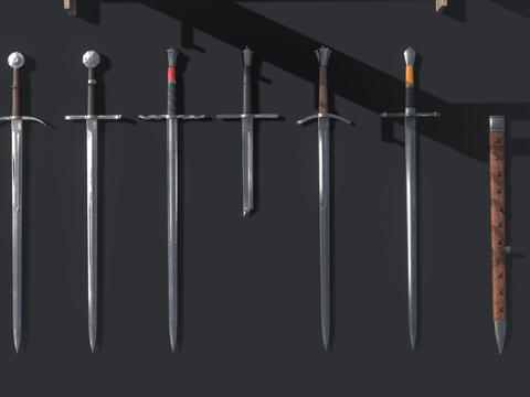  剑包 长剑 短刀su模型 