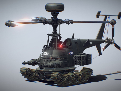  直升机坦克su模型 