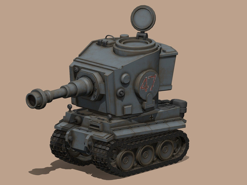  卡通德国虎坦克su模型 