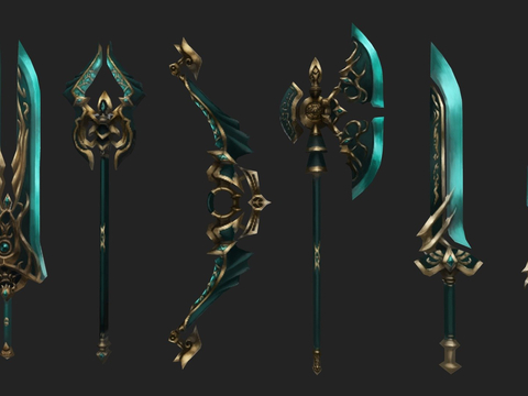  幻想闪电武器套装su模型 