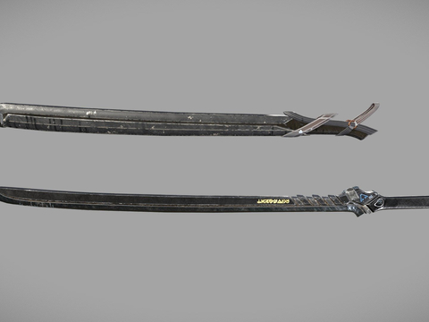  黑长刃 唐刀su模型 