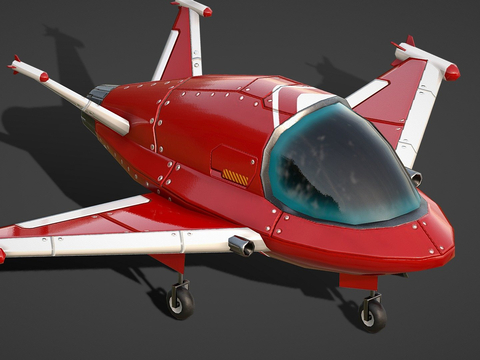  卡通太空飞船红色su模型 