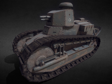  雷诺坦克 履带车 装甲车su模型 