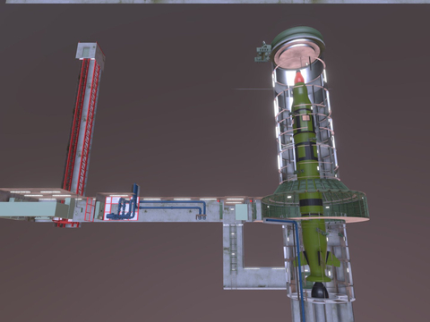  火箭发射器 发电站su模型 