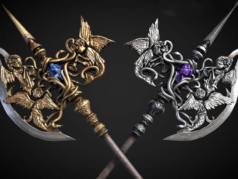  中世纪黑暗幻想武器su模型 