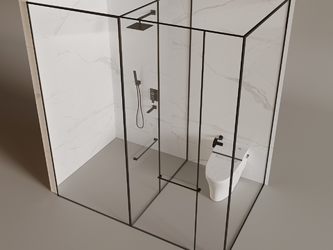  现代淋浴间 冲凉房su模型 