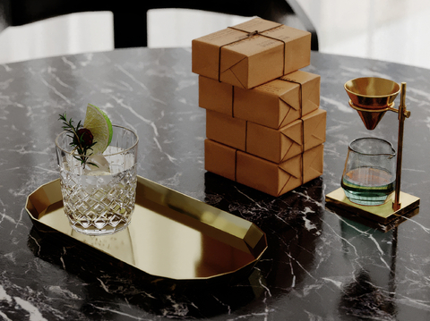  水杯 柠檬水 饮料 漏斗su模型 