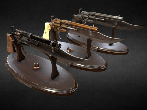  Gunblade 左轮手枪 枪支 枪械su模型 