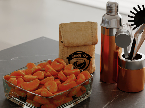  水果 橘子 果盘su模型 