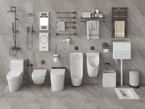  现代卫浴 马桶 小便斗蹲便su模型 