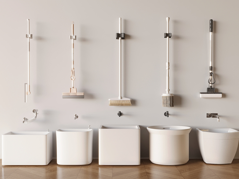  拖把池 拖布池 墩布池su模型 