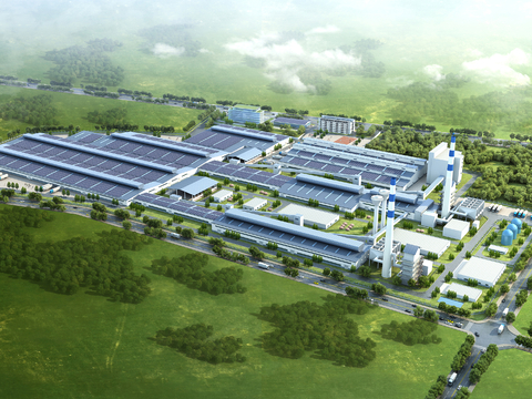  厂房鸟瞰 工业园su模型 