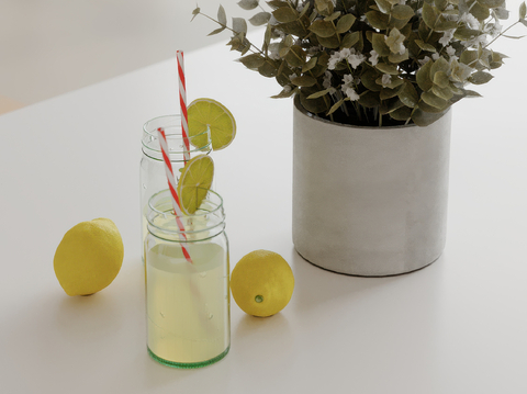  柠檬水 饮料 饮品su模型 