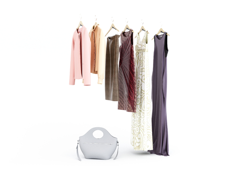  服装 连衣裙 长裙 手提包 短袖 长袖su模型 