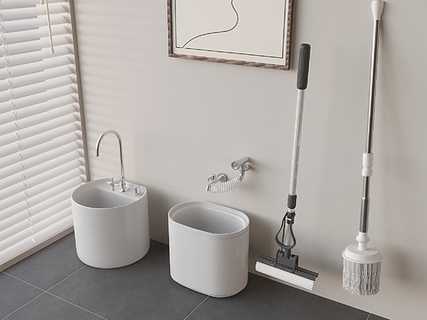  拖把池 拖布池 墩布池su模型 