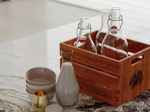  牛奶瓶 杯子 牛奶 碗具su模型 