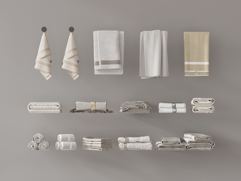  洗浴用品 毛巾 浴巾su模型 
