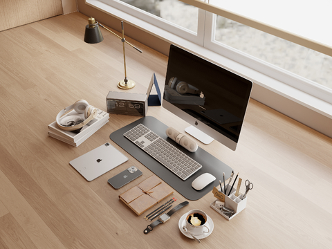  办公用品 电脑 手机 音响su模型 