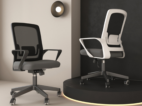  现代办公椅 班前椅 员工椅su模型 