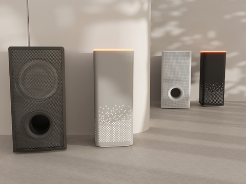  立式音响 落地音响su模型 