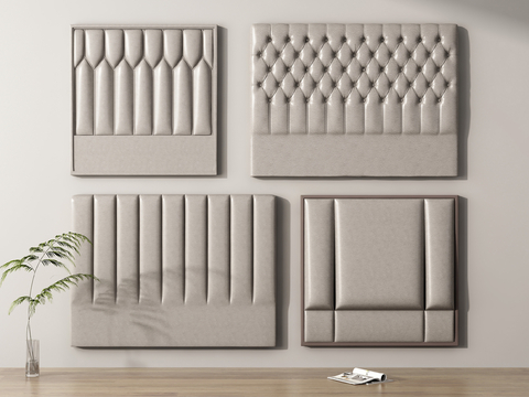  床头靠背 软包su模型 