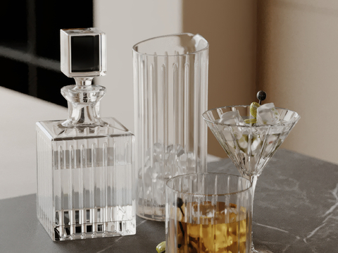  酒瓶 杯子 高脚杯su模型 