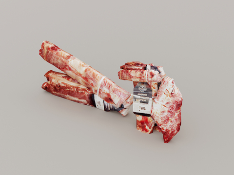  肉食 排骨 生肉 肉类 牛排牛肉su模型 