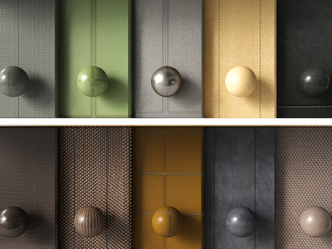  皮革软包 床头软包su模型 