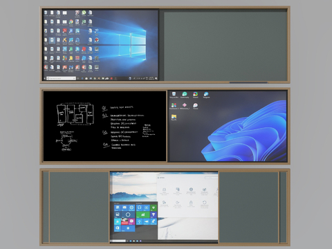  现代黑板 多媒体画板su模型 