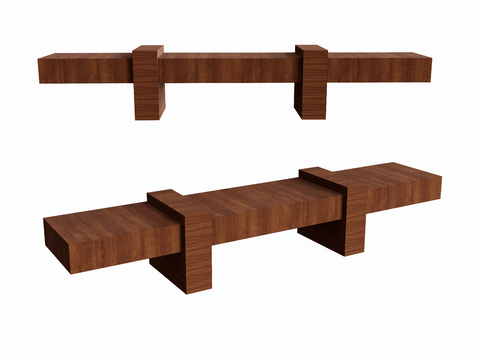  户外凳子 长凳 木凳su模型 