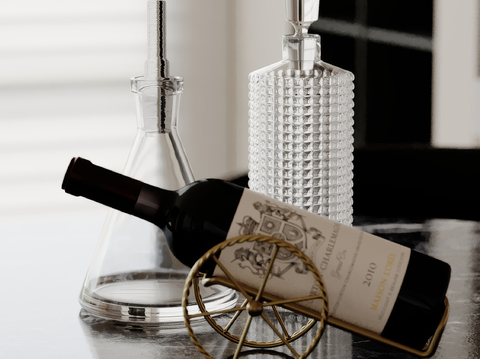  酒瓶 杯子 红酒瓶架su模型 