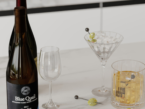  酒水 酒瓶 洋酒 酒杯 香槟su模型 