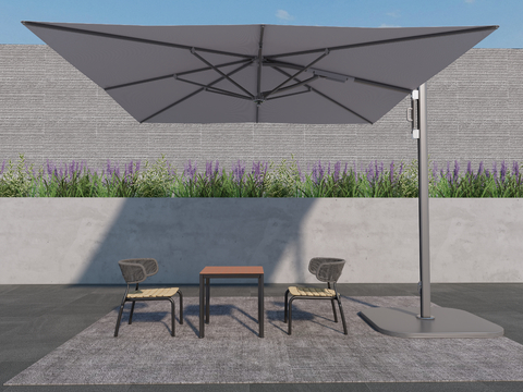  户外椅 扶手椅 庭院椅 遮阳伞su模型 