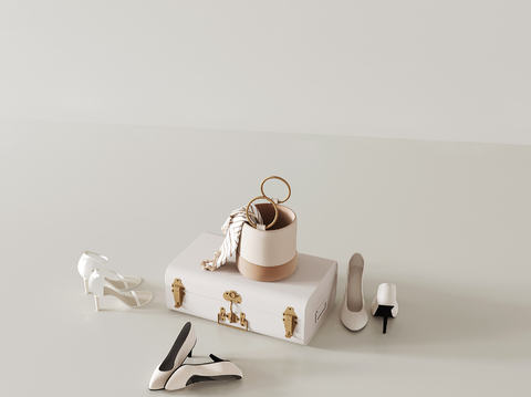  高跟鞋 盒子 手提包su模型 