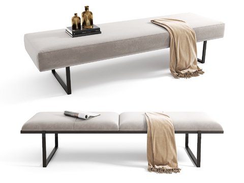  现代床尾凳 沙发凳 凳子su模型 