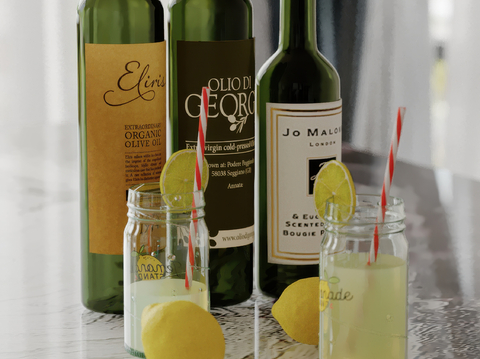  酒水 酒瓶 洋酒 柠檬水su模型 