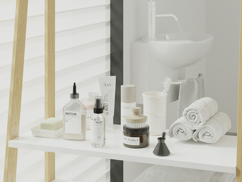  洗浴用品 毛巾 牙刷 香皂su模型 