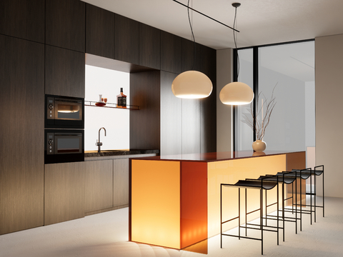  渐变岛台厨房su模型 