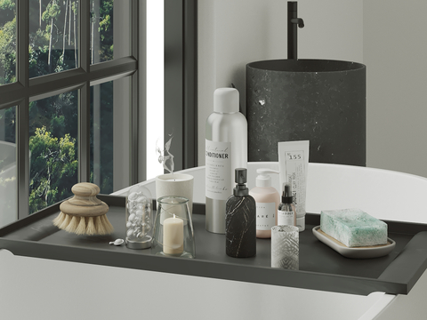  洗浴用品 洗发水 香皂 沐浴露su模型 