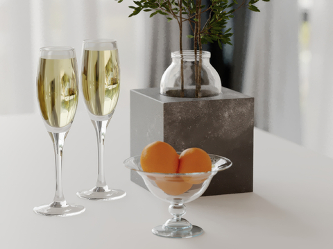  水果 果盘 橙子 酒水su模型 