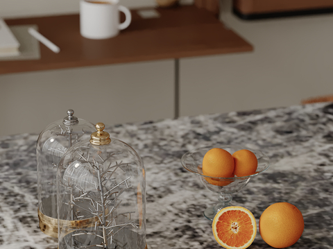  桌面摆件 橘子su模型 