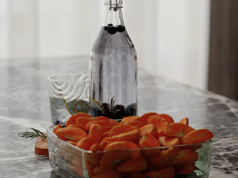  饮料 柠檬水 水杯 果盘su模型 