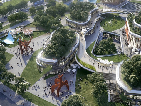  商业综合体鸟瞰su模型 